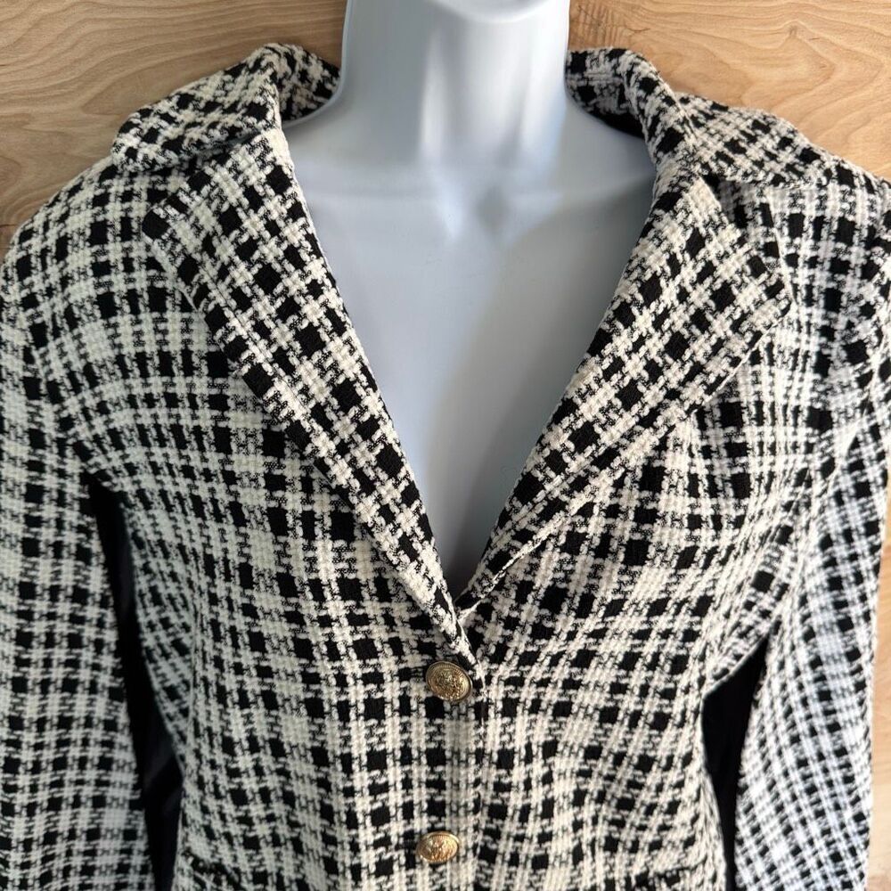 Flying Tomato Black & White Houndstooth Cape Coat M - Picture 2 of 9